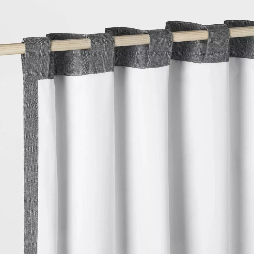 Pillowfort Heather Black Chambray Cotton Blackout Curtain Panel 42